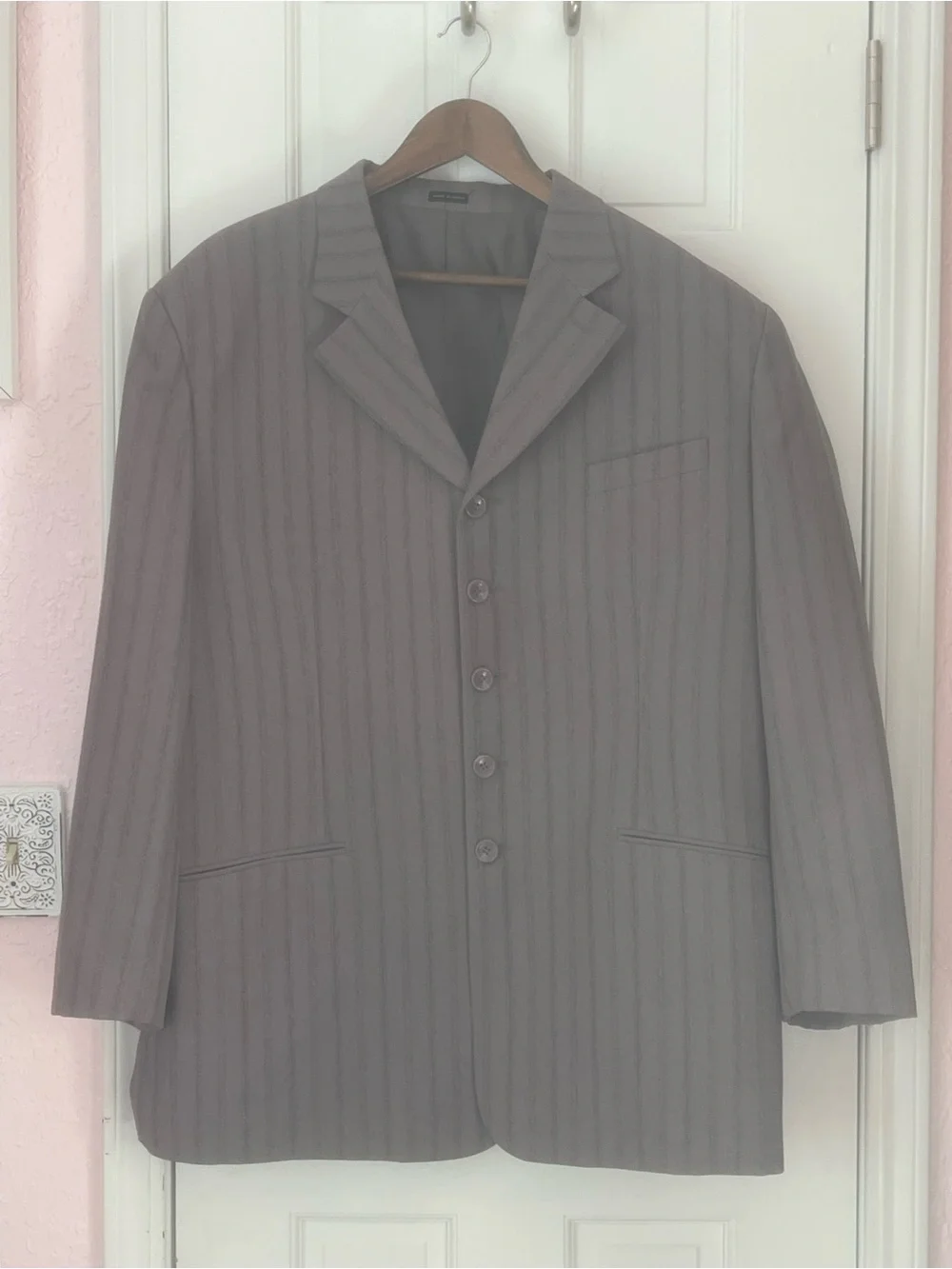 Gray Pinstripe Two-Piece Suit Jacket & Trousers